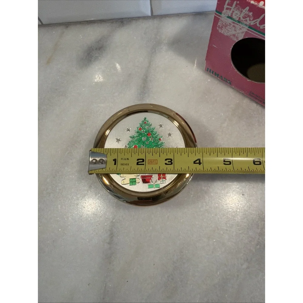 Vtg Himark  1986 Happy Holidays Christmas Trinket Box With 24K Gold Trim GW992